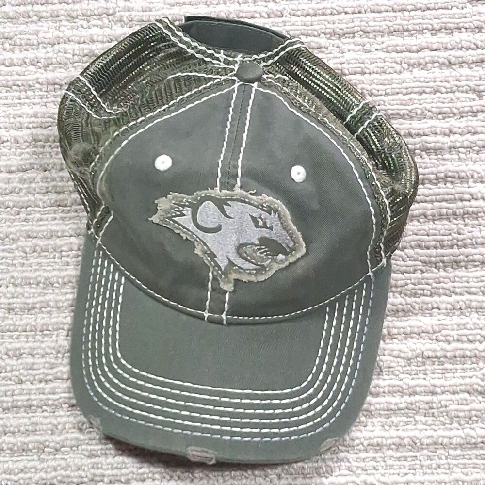 Rat tactical olive green mesh trucker hat distressed panther embroidered cap